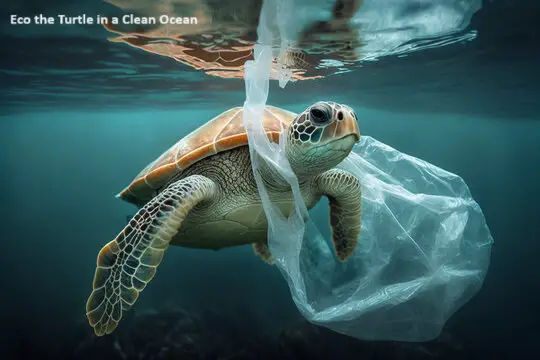 Eco the Turtle in a Clean Ocean