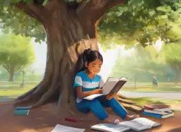 Maya studying under a tree